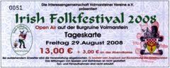 Cara live in Volmarstein, 29 August 2008: ticket