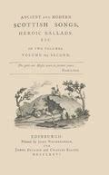 David Herd: Ancient and Modern Scottish Songs, Heroic Ballads, etc., Second Volume